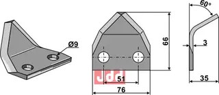 Fôrmikserkniv til Marmix 76x66 mm - Serie RS-D / Klinge 366