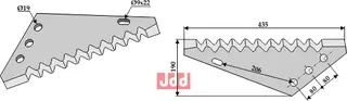 Fôrblanderkniv til Luclar L435 x B190 x T5 mm - Hullavstand 80