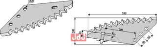Fôrblanderkniv til OMAS, Unifeed Lengde 530 mm, Bredde 200 mm