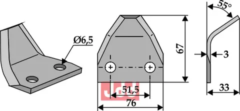 Fôrblanderkniver til Audureau L: 67 cm, t: 3 mm, 6,5 mm hull