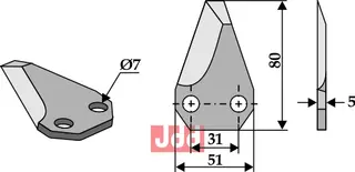 Fôrblanderkniv til Sgariboldi L:80mm, B:51mm, H:7mm
