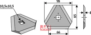 Fôrblanderkniv til Zago 85x98 mm - Hole: 10,5x10,5