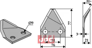 Fôrblanderkniv til Marmix Ø9 x 77 mm - Serie RS-D / Klinge 366