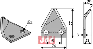 Fôrblanderkniv til Marmix Ø9 mm - Lengde 77 mm - Radius 35°