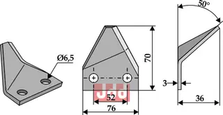 Fôrblanderkniv til Seko L: 70 mm - Tykkelse: 3 mm