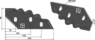 Fôrmikserkniv høyre hull 13x18