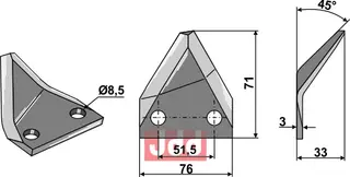 Fôrblanderkniv til Seko Lengde 71 cm, Ø 8,5 mm