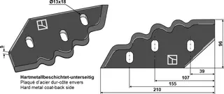Fôrmikserkniv til Sgariboldi 210mm lengde, 13x18 hull