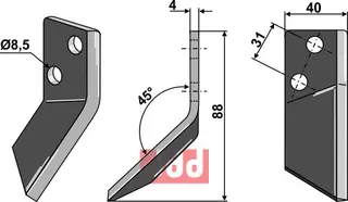 Formikser kniv venstre DeLaval