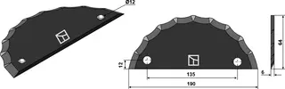 Fôrmikserkniv hull 12, avst. 135