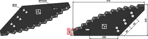 Fôrmikserkniv til Frasto Lengde 515 mm - Hartmetall