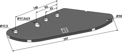 Support plate til Kuhn Hole: 17,5, Lengde: 367 mm