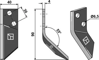 Fôrmikserkniv til Sgariboldi Lengde 90 mm, hull 6,5 mm