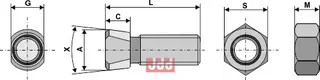 Plogbolt 7/16''UNCx32 med Mutter Skjold