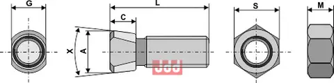 Plogbolt 7/16&#39;&#39;UNCx32 med Mutter Skjold