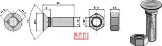 Plogbolt 7/16''UNFx40 - 8.8 m. Mutter