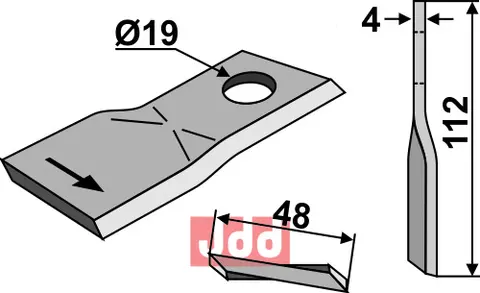 Kniv til Krone 112 x 48 mm - Tykkelse 4 mm