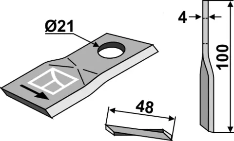 Slåmaskinkniv 100x48 hull 21, tykk. 4