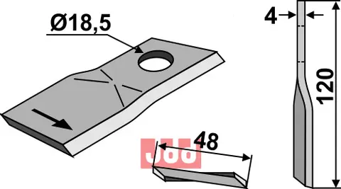 Kniv til Pöttinger slåmaskin 120x48 mm - 18,5 hull