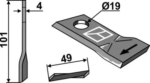 Slåmaskinkniv 101x49 hull 19, tykk. 4