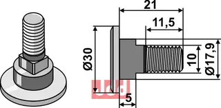 Knivbolt M10x1,5x21 - 12.9 Fella