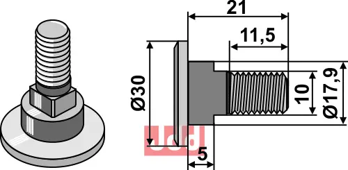 Knivbolt M10x1,5x21 - 12.9 - JDD Utstyr