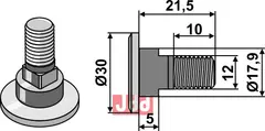 Knivbolt M12x1,75x28 - 12.9 Fella