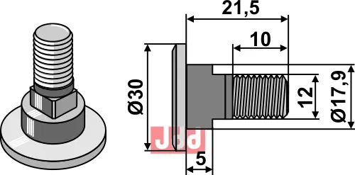 Knivbolt M12x1,75x28 - 12.9 - JDD Utstyr