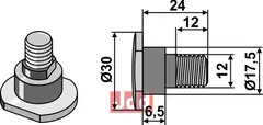 Knivbolt M12x1,75x22 - 12.9 Krone