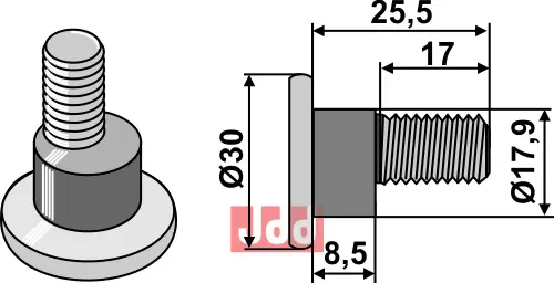 Knivbolt M10x1,5x25,5 - 10.9 - JDD Utstyr