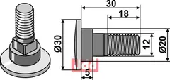 Knivbolt M12x1,75x21,5 - 10.9 Kverneland/Taarup