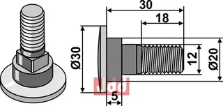 Knivbolt M12x1,75x21,5 - 10.9 Kverneland/Taarup