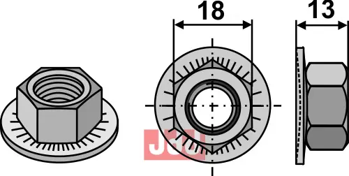 Mutter - M12x1,75 - JDD Utstyr