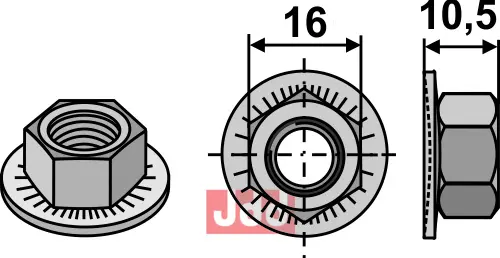 Mutter - M10x1,5 - JDD Utstyr
