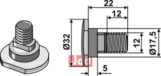 Knivbolt M12x1,75x30 - 12.9 Claas