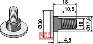Knivbolt M10x1,5x18 - 10.9 Deutz-Fahr