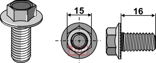 Knivbolt M10x1,5x16 - 12.9 - JDD Utstyr
