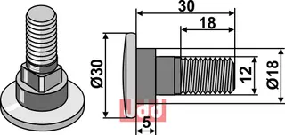 Knivbolt M12x1,75x30 - 12.9 Kverneland/Taarup/Vicon