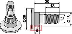 Knivbolt M12x1,75x30 - 12.9 Greenland