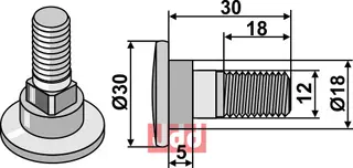 Knivbolt M12x1,75x30 - 12.9 Greenland