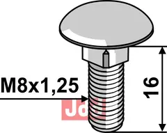 Bræddebolt M8x1,25x16 - 8.8 galvanisert