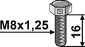 Hexagon bolt M8x1,25x16 M8x1,25, 16mm, kvalitet 8.8