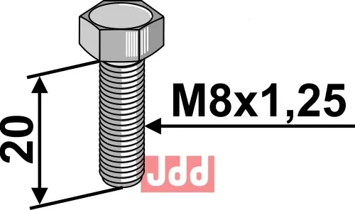 Bolt M8x20 - galvanisert - JDD Utstyr