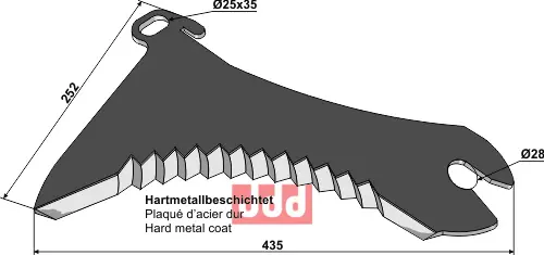 Kniv til Pickup vogn hardmetall belagt - JDD Utstyr
