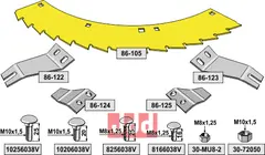 Knivsett med bolter, sliddele Kemper/John Deere