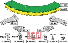 Knivsett med bolter, sliddele Kemper/John Deere