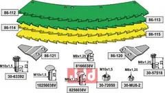 Knivsett med bolter, sliddele Kemper/John Deere