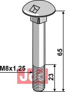 Bolt M8x1,25 m. Mutter - galvanisert