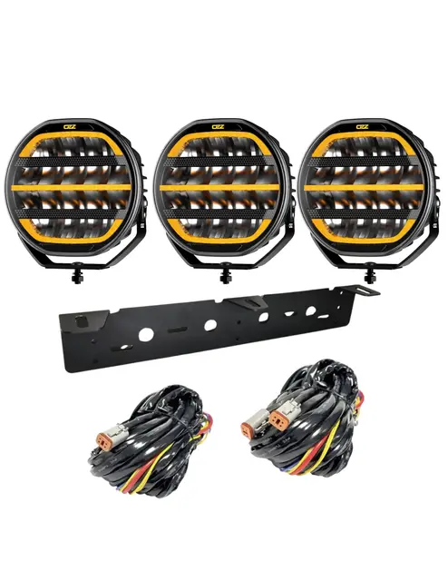 3 stk OZZ XR2 P9” LED-fjernlys med dynamisk parklys | Komplett sett