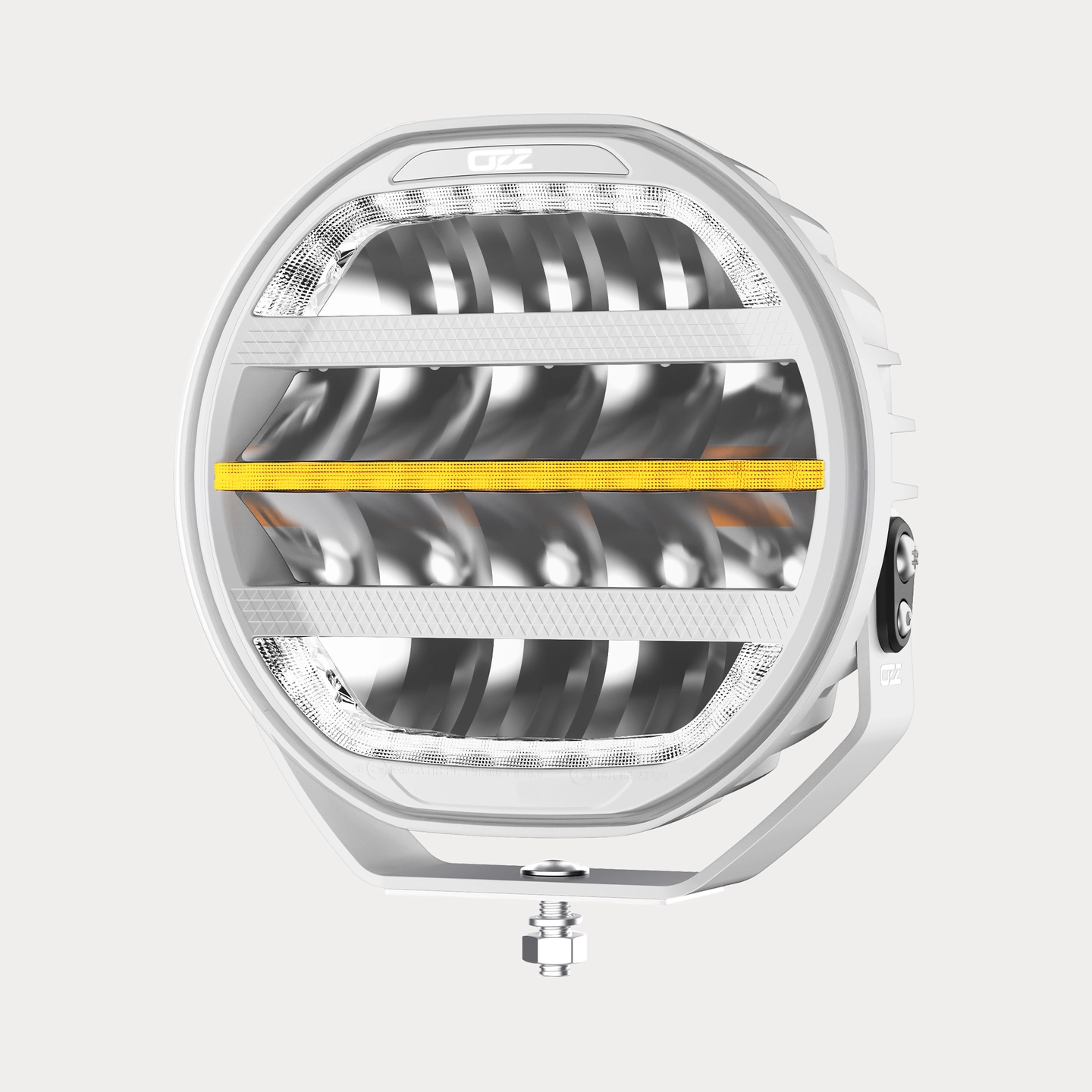 OZZ 9" LED fjernlys med varsellys Hvit 15000 lumen hvit hus - Arctic Edition
